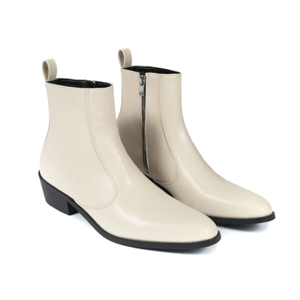 Vegan Richards Cream Faux Leather Zip Boots Straight To Hell Apparel