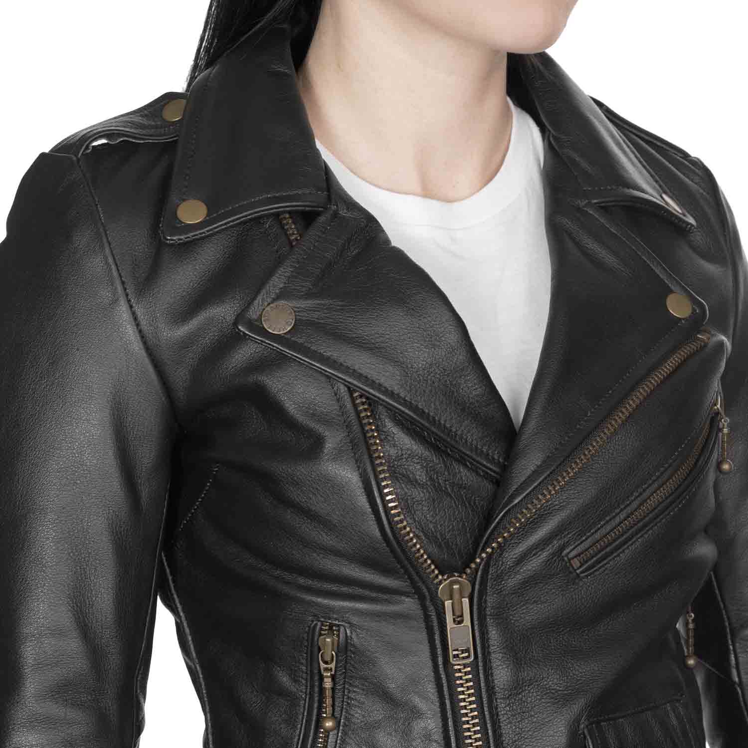 Commando Leather Jacket - Black with Brass Hardware | Straight To ...
