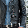 Mini leather jacket keychain