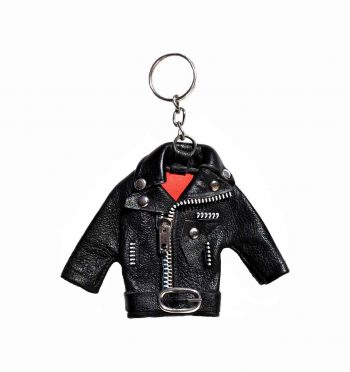 Miniature leather jacket keychain
