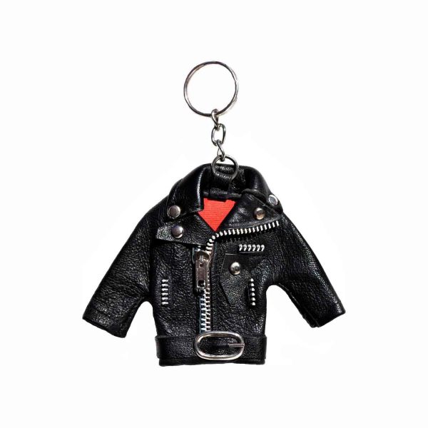 Miniature leather jacket keychain