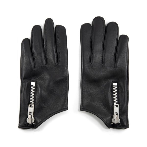 Throttle black leather gloves