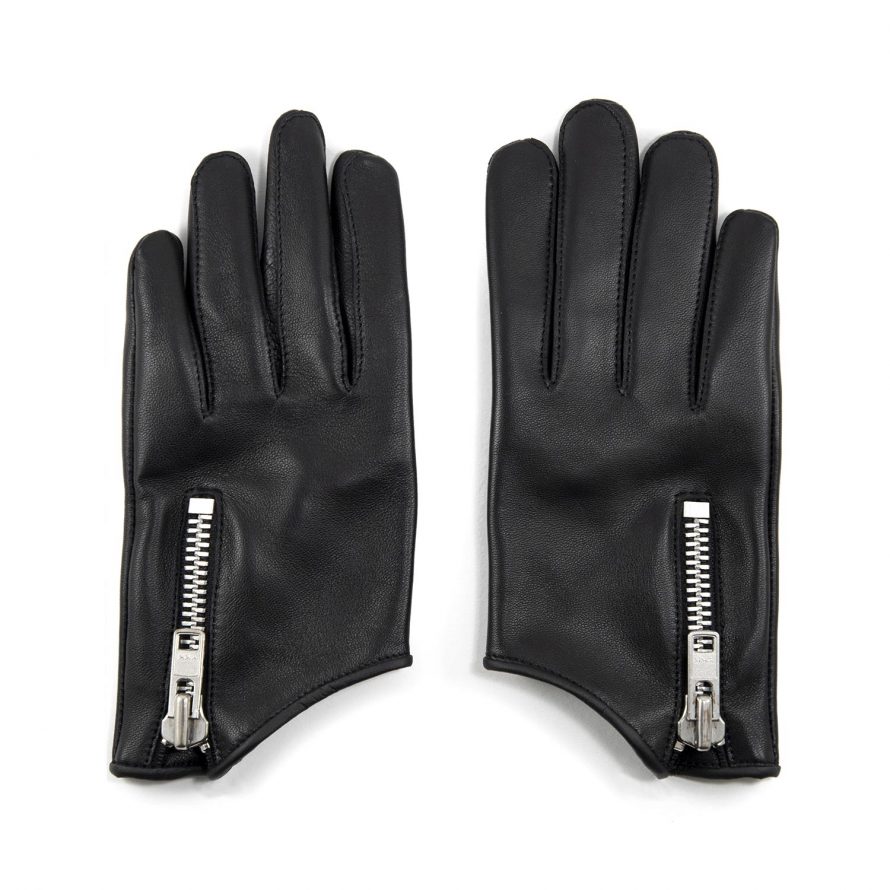 Throttle black leather gloves
