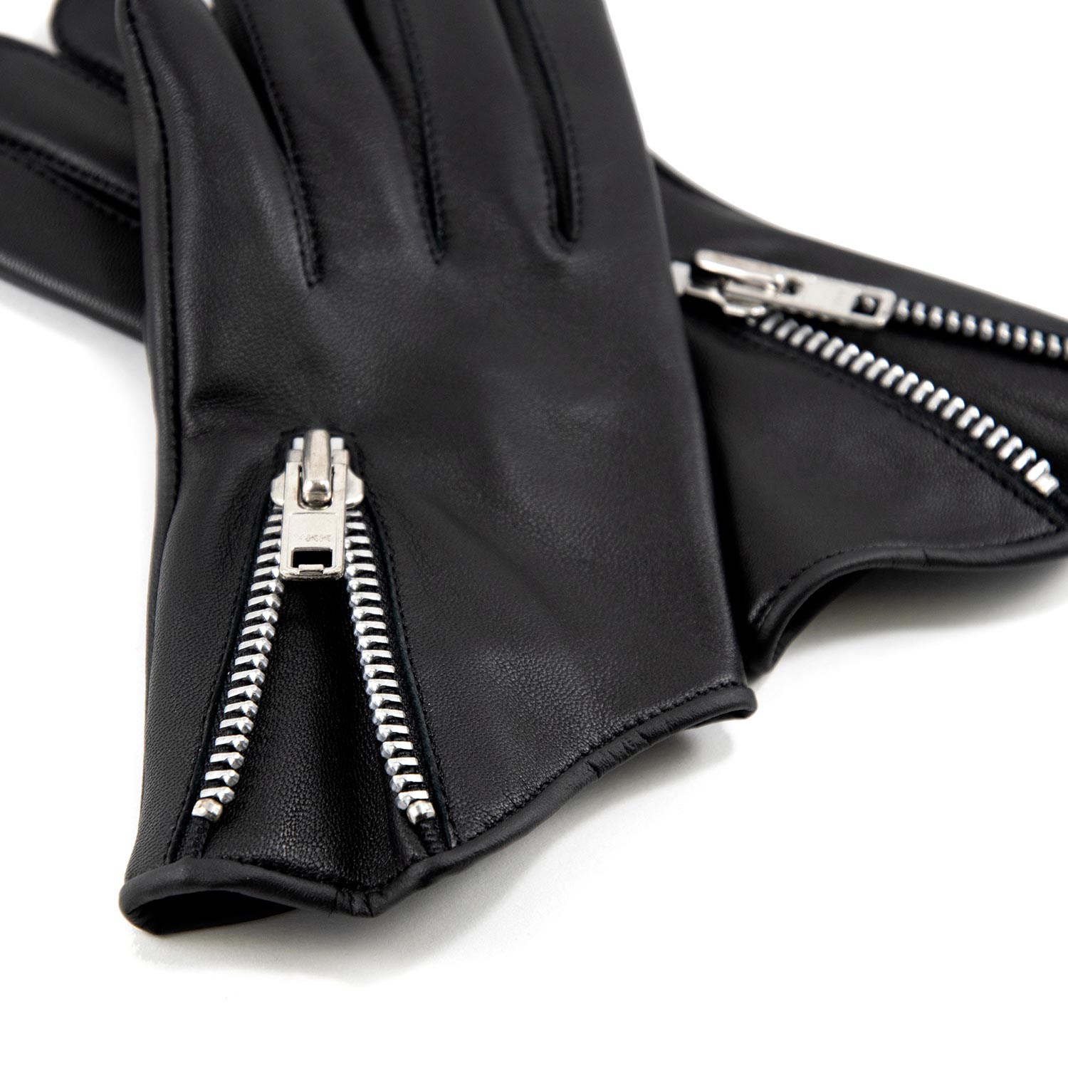 Throttle - Black and Nickel Leather Gloves