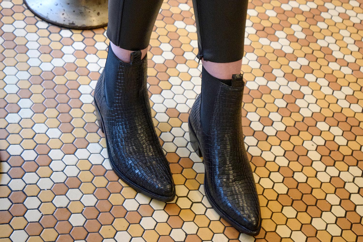 Addison black snakeskin Chelsea boot