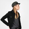 Rooney eight panel twill hat with black leather strap, button detail at the top