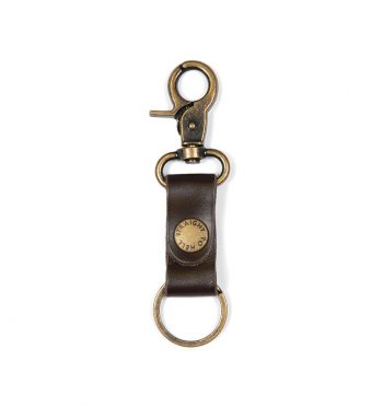Leather and metal combine for a durable key clip.