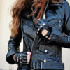 Bullitt women's black fingerless leather gloves