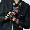 Bullitt black leather fingerless gloves
