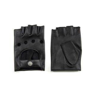 Bullitt black leather fingerless gloves