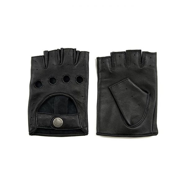 Bullitt black leather fingerless gloves