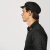 Rooney eight panel twill hat with black leather strap, button detail at the top