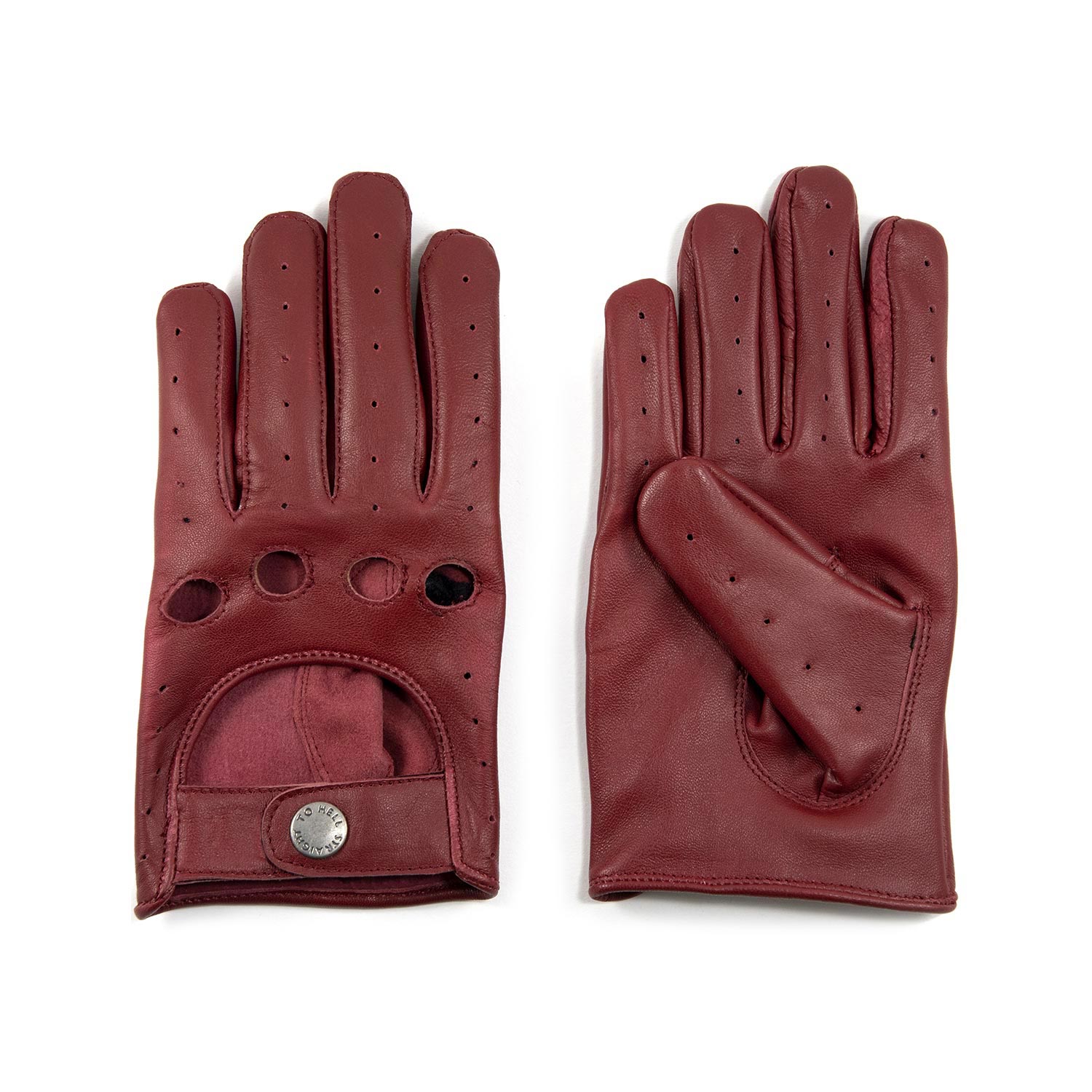 maroon leather gloves