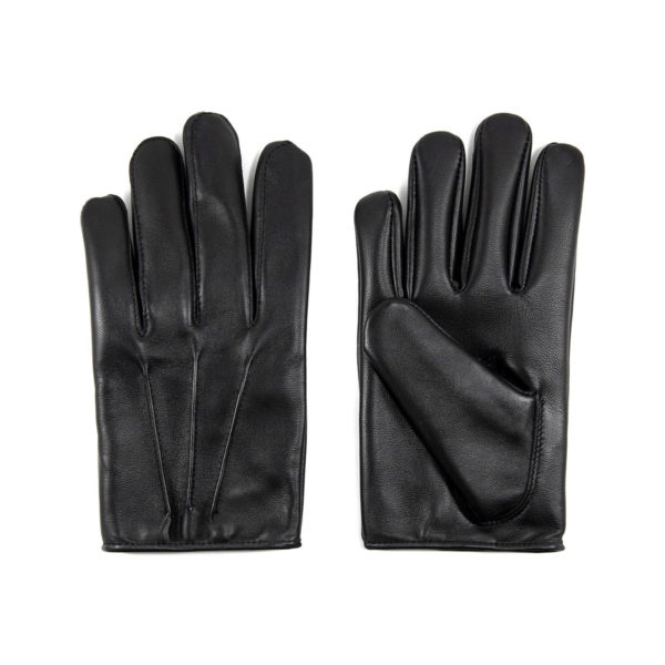 Partisan red cashmere lined black leather gloves