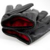 Partisan red cashmere lined black leather gloves