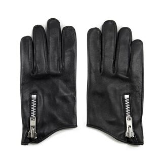 Throttle black leather gloves