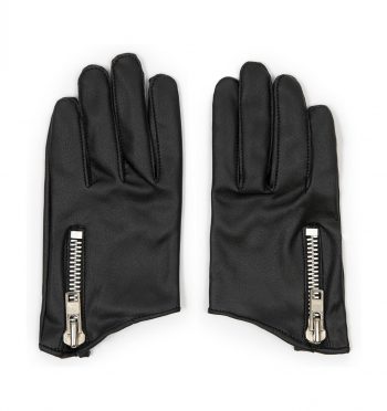 Throttle vegan black leather gloves