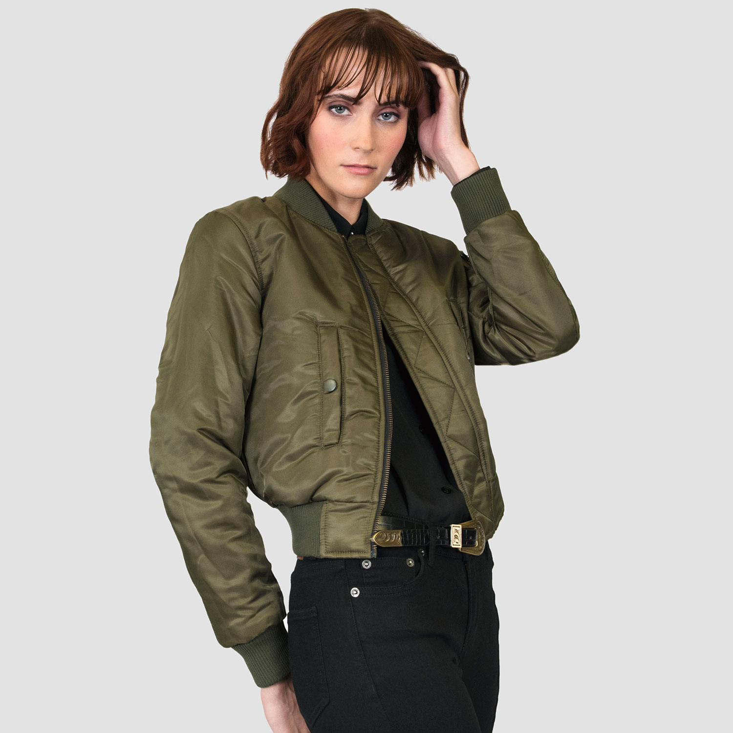 Straight to Hell Del Bomber - Black and Green Reversible Flight Jacket