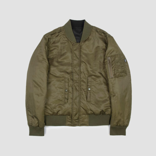 Del Bomber - Black and Green Reversible Flight Jacket | Straight
