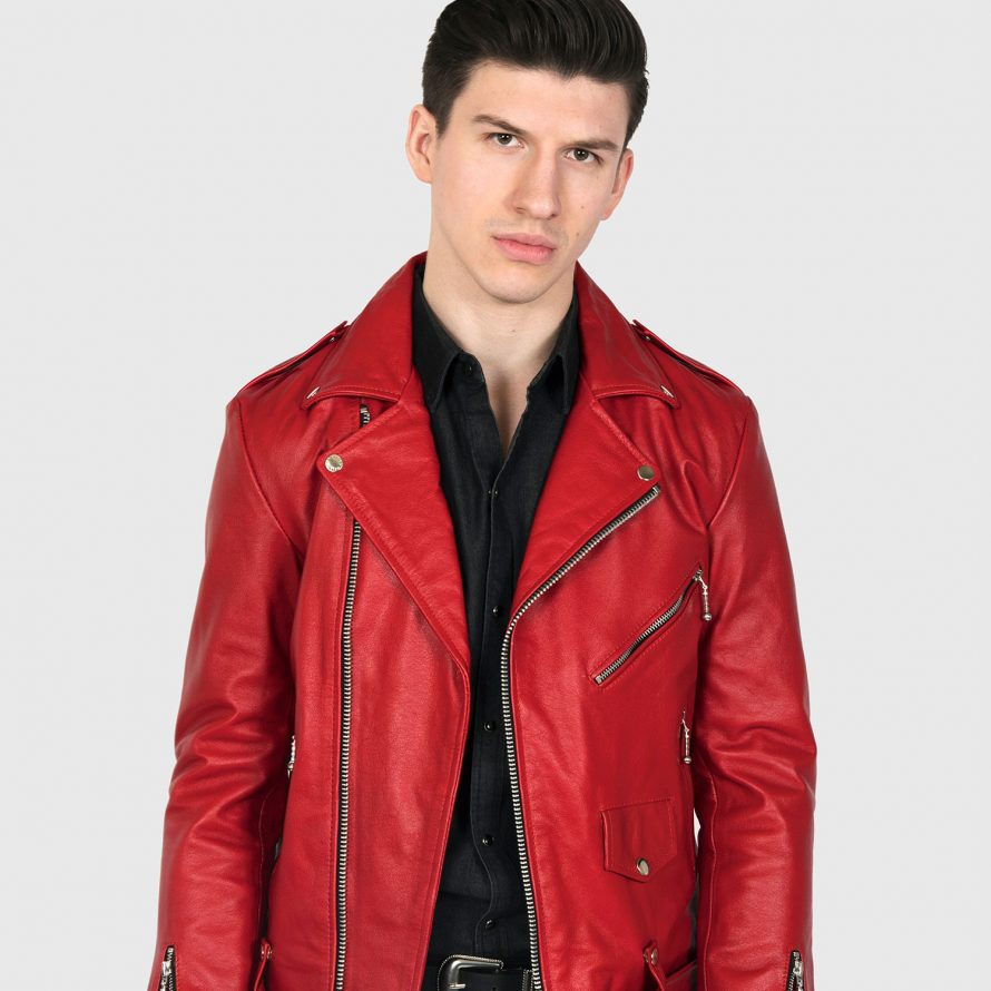 Commando Blood Red Leather Jacket (Size 34, 36S, 36, 38S, 38, 40, 48, 50, 54) Straight To