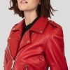 Commando women's blood red leather jacket