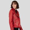Commando women's blood red leather jacket