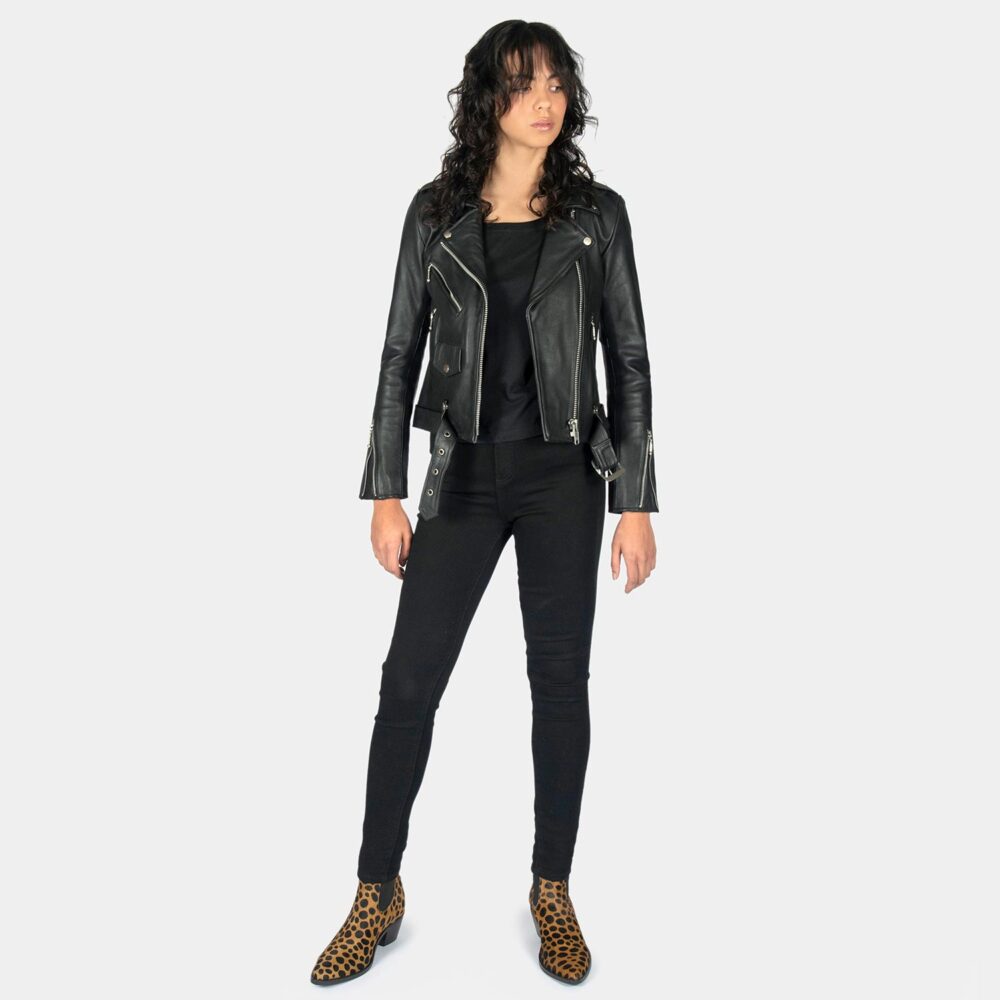 Commando Lightweight - Black and Silver Leather Jacket (Size M, L, 4XL ...