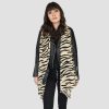 Tiger striped pattern, medium weight, 75” long scarf. Wraps comfortably around the neck or lays flat against the body.