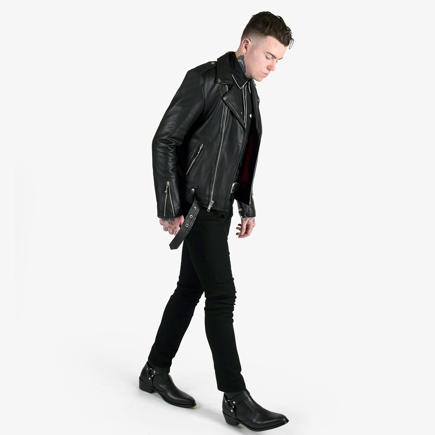 Jacket | Hell Apparel Black Leather Nickel Commando Straight and To -