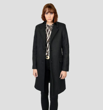 wool-blend coat stays subtle with the collar down, or flip the collar up to reveal the leopard print underside