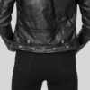 Commando women's black leather jacket with nickel hardware and black lining
