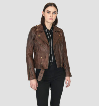 Commando women's brown leather jacket