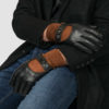 Dillon men's black leather gloves lined