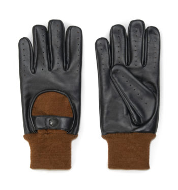 Dillon black leather gloves with brown lining