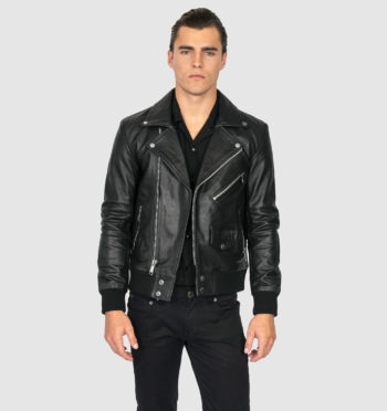Baron men's black leather jacket