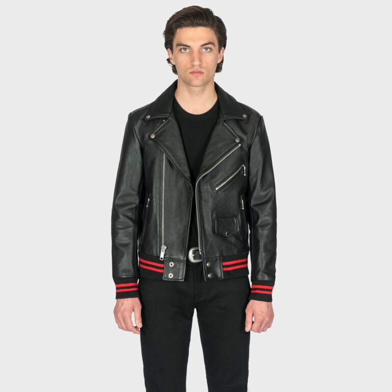Baron - Black and Red Leather Jacket | Straight To Hell Apparel