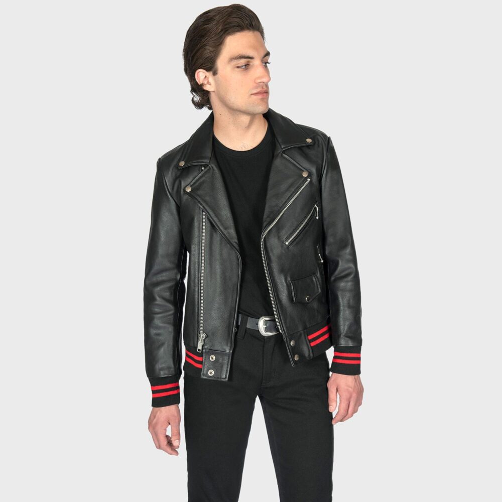 Baron - Black and Red Leather Jacket | Straight To Hell Apparel