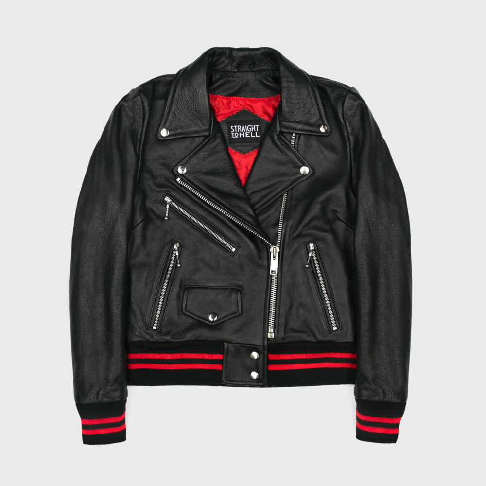 Baron - Black and Red Leather Jacket (Size XS, S, M, L, 3XL, 4XL, 5XL ...