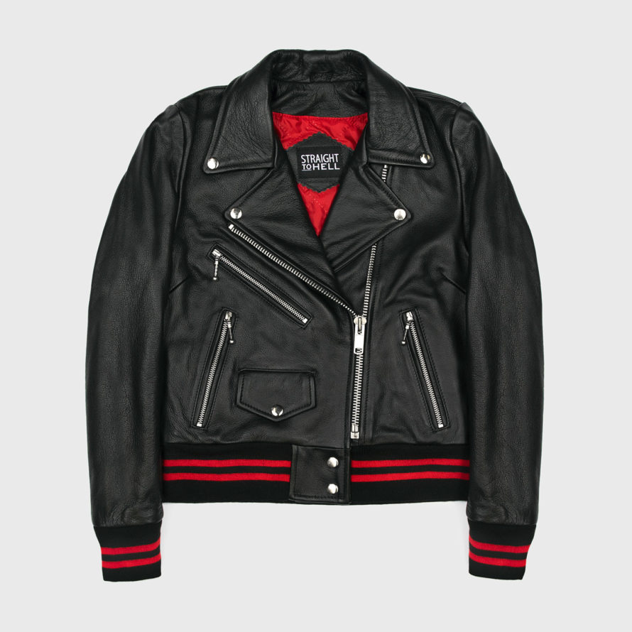 Baron - Black and Red Leather Jacket (Size XS, S, M, L, XL, 2XL, 3XL ...