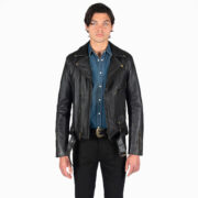 Commando Long - For Tall Men - Black and Brass Leather Jacket (Size 38 ...