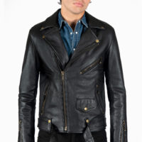 Commando Long - For Tall Men - Black and Brass Leather Jacket (Size 38 ...