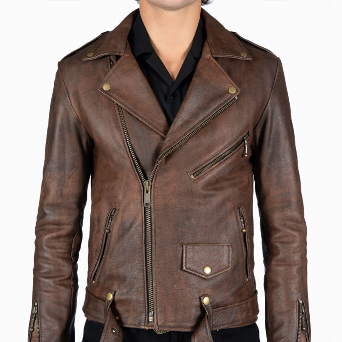 Commando Long - For Tall Men - Washed Brown Leather Jacket | Straight ...