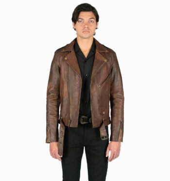 Commando Long - For Tall Men - Washed Brown Leather Jacket