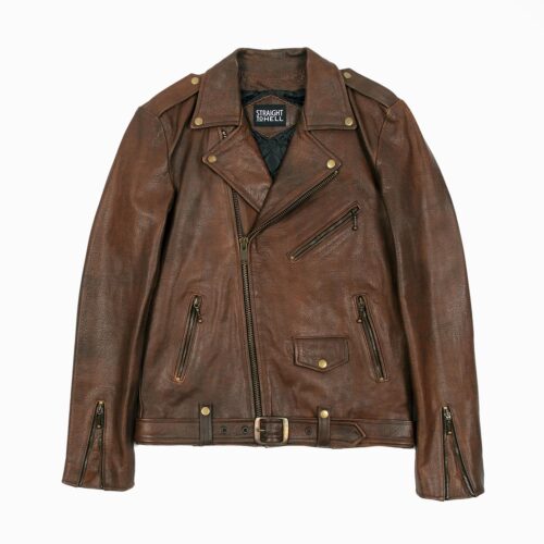 Commando Long - For Tall Men - Washed Brown Leather Jacket | Straight ...