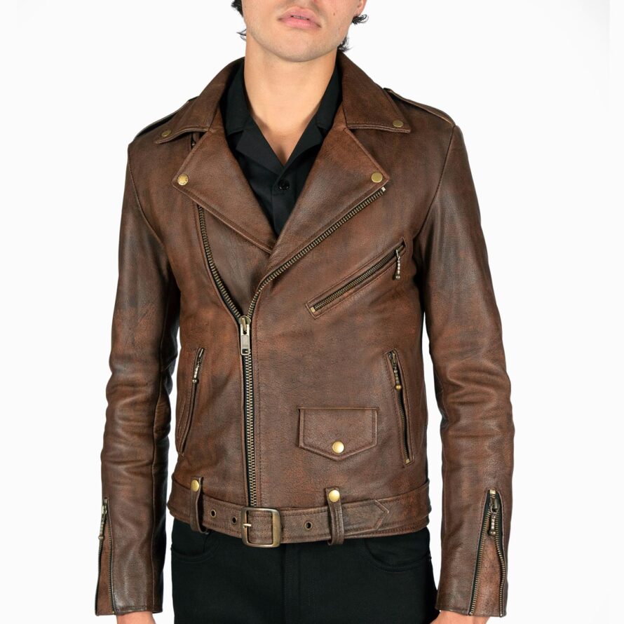 Commando Long - For Tall Men - Washed Brown Leather Jacket | Straight ...