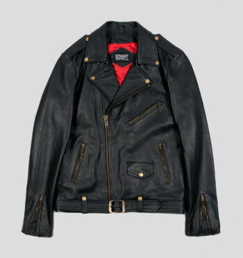 Commando Long - For Tall Men - Black and Brass Leather Jacket