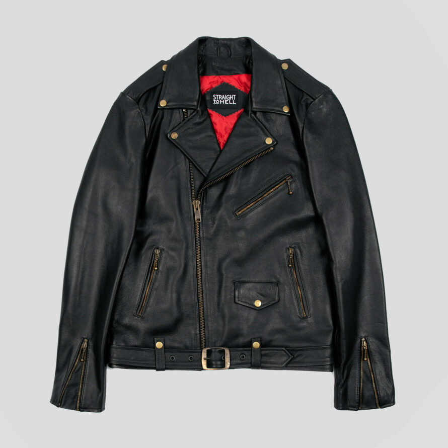 Commando Long - For Tall Men - Black and Brass Leather Jacket (Size 38 ...