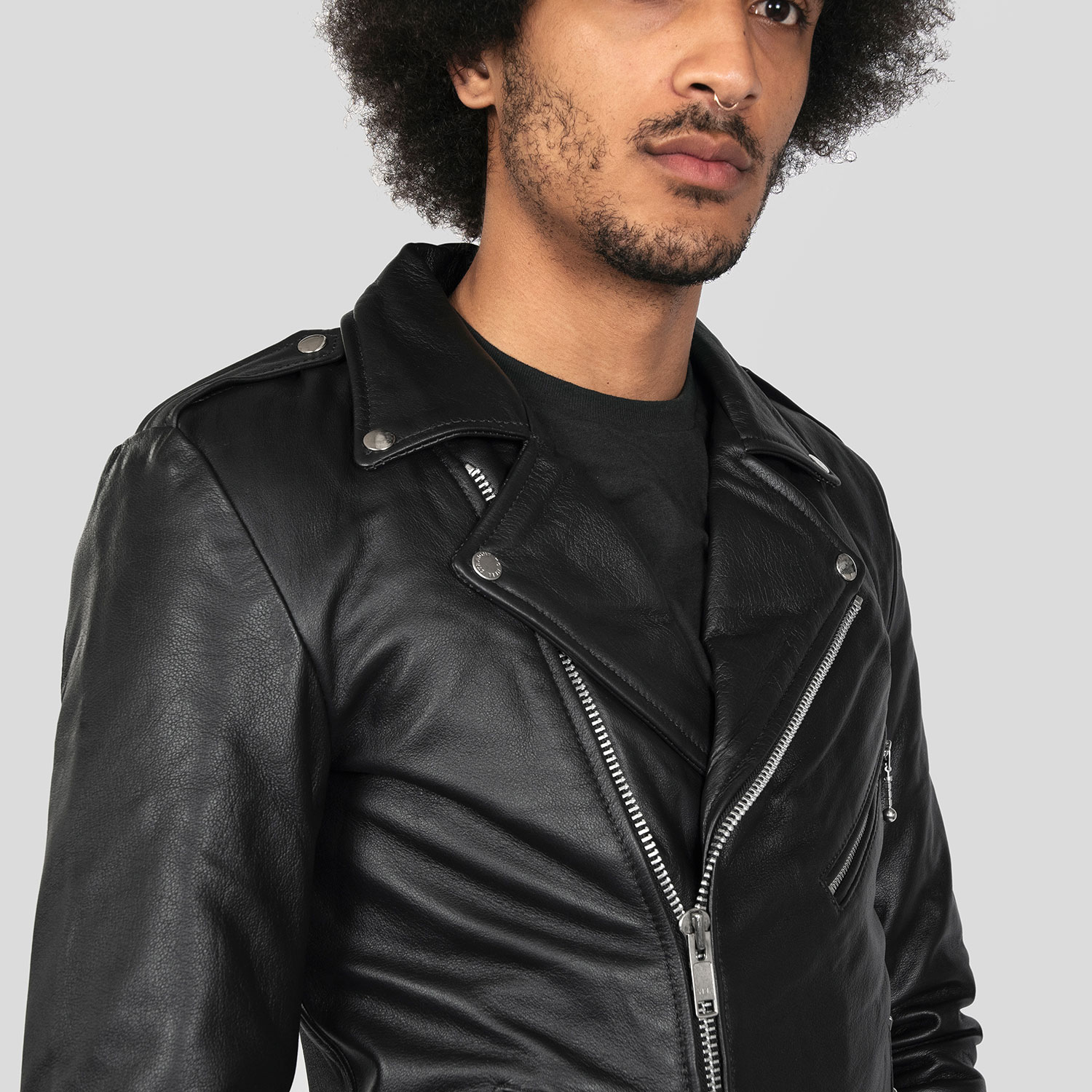 Black Tall To Men and Hell | Apparel Jacket Leather - Nickel Long - For Straight Commando