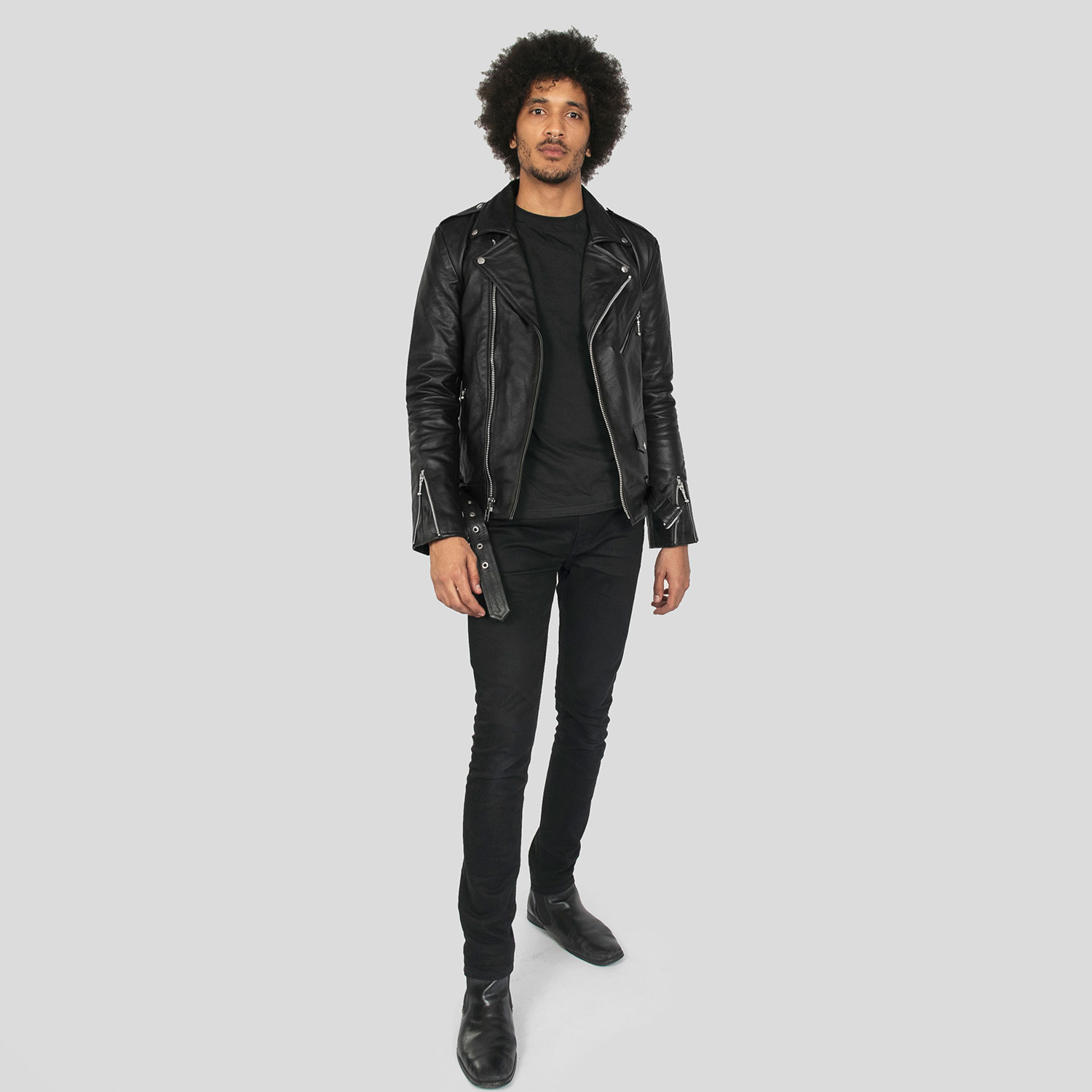 Commando Long Straight Nickel Apparel - Hell Black For Tall | Men and To Leather Jacket 