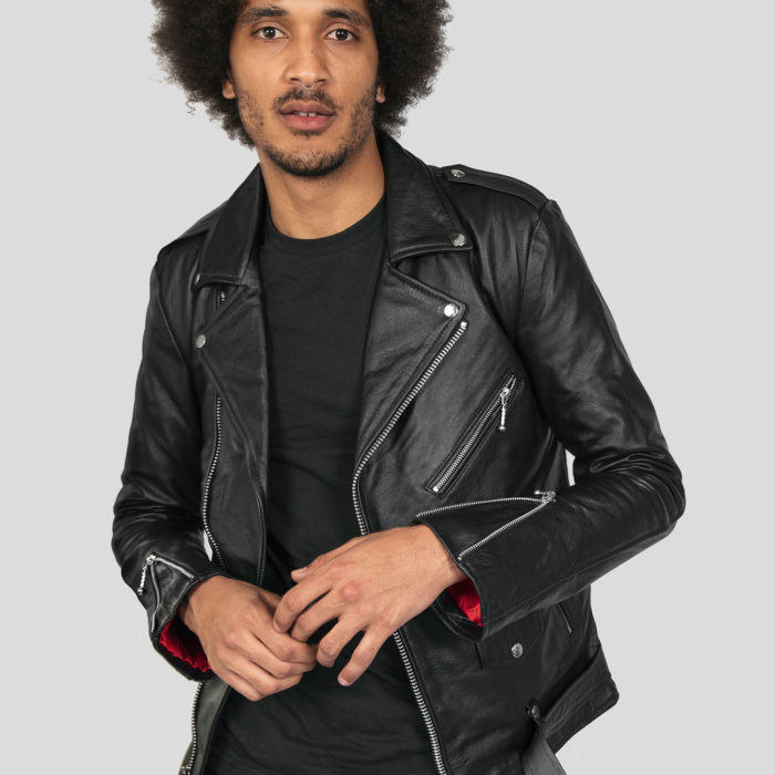 Commando Long - For Tall Men - Black and Nickel Leather Jacket ...
